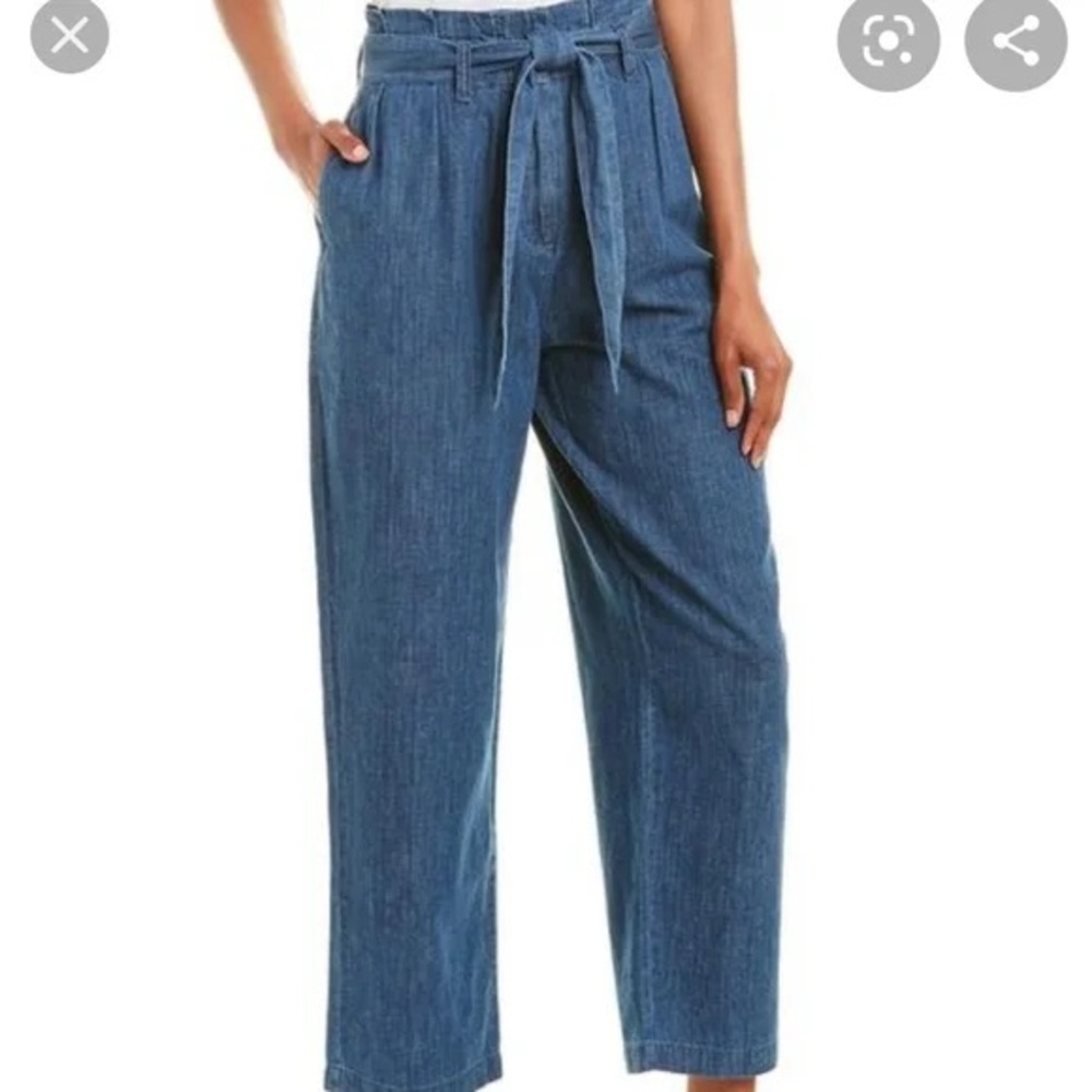 J Crew‎ Paper-bag pant in chambray tie high waisted pleated front in blue